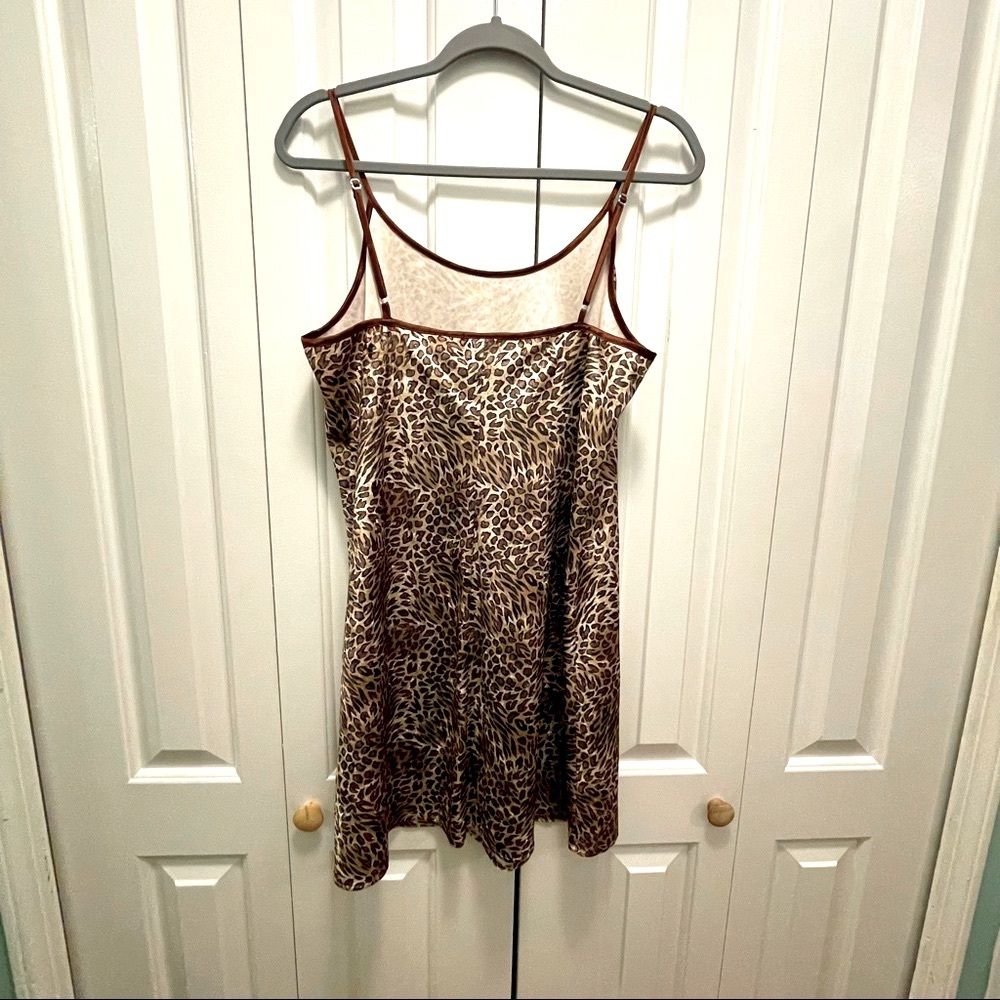 Vintage Y2K Animal Print Velvet Velour /Slip Dress Nightgown - Picture 7 of 9